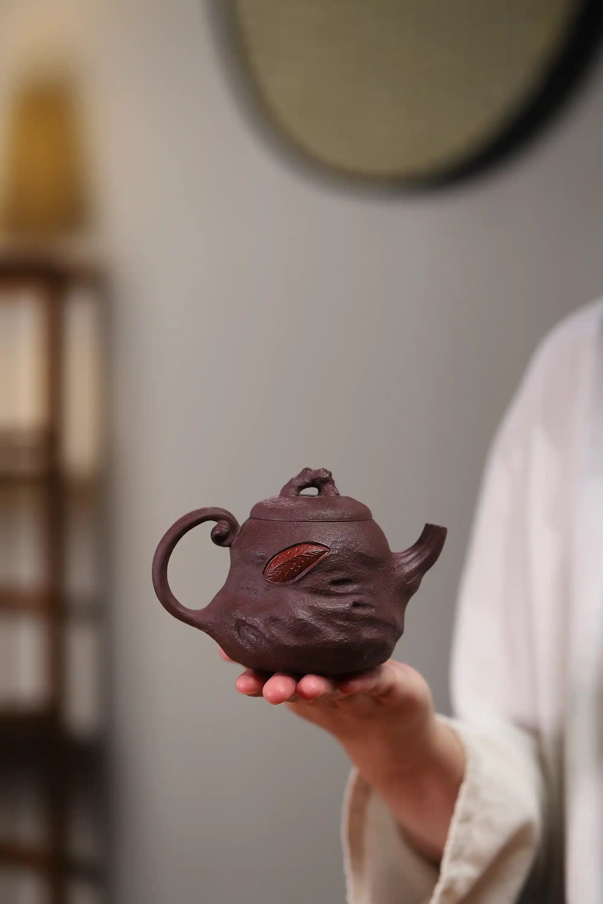 Yixing Zisha Handmade Red Dragon Relief Teapot