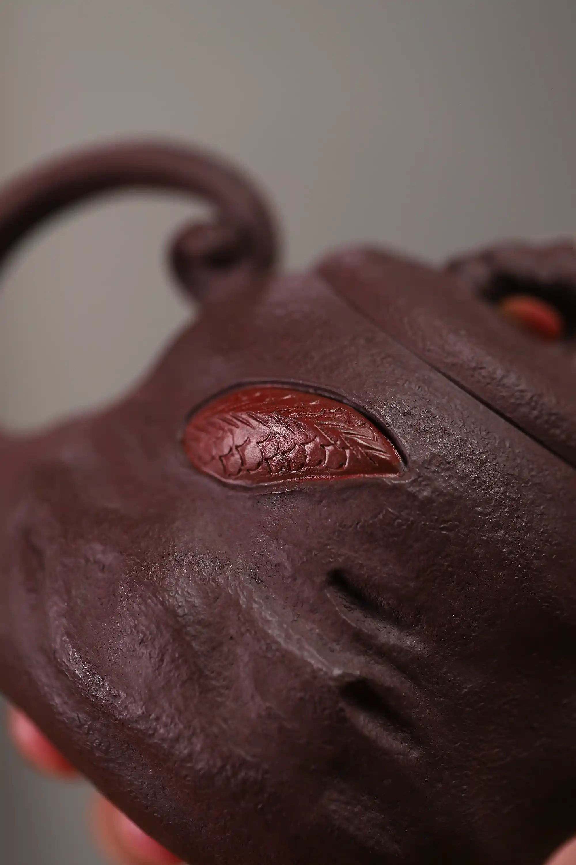 Yixing Zisha Handmade Red Dragon Relief Teapot