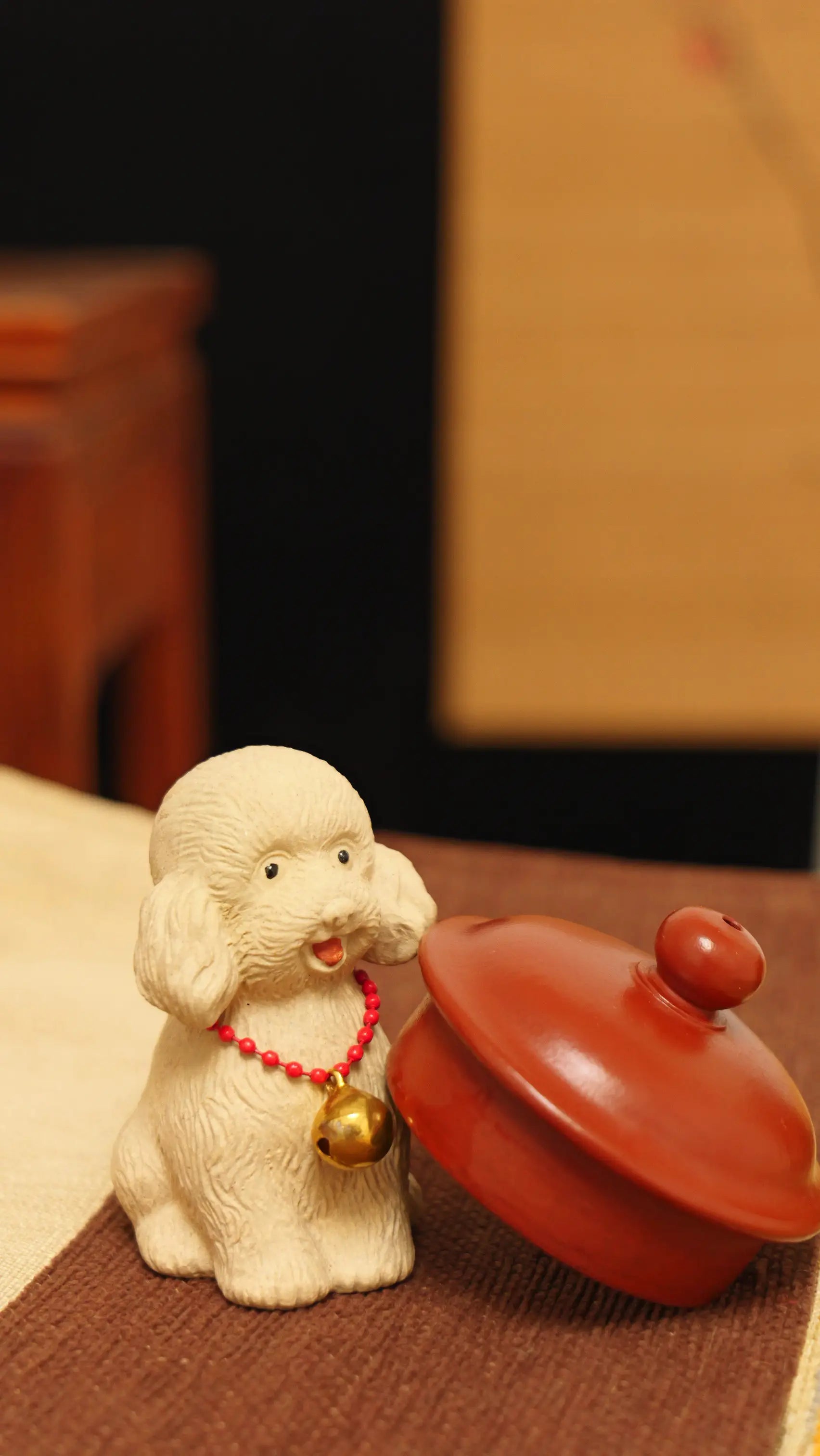 Yixing Zisha Handmade Red Hat Puppy Tea Pet