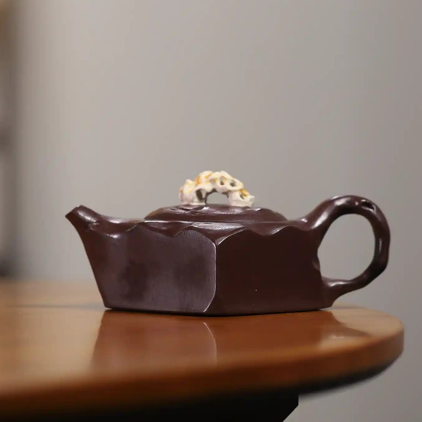 Yixing Zisha Handmade Rockery Square Teapot