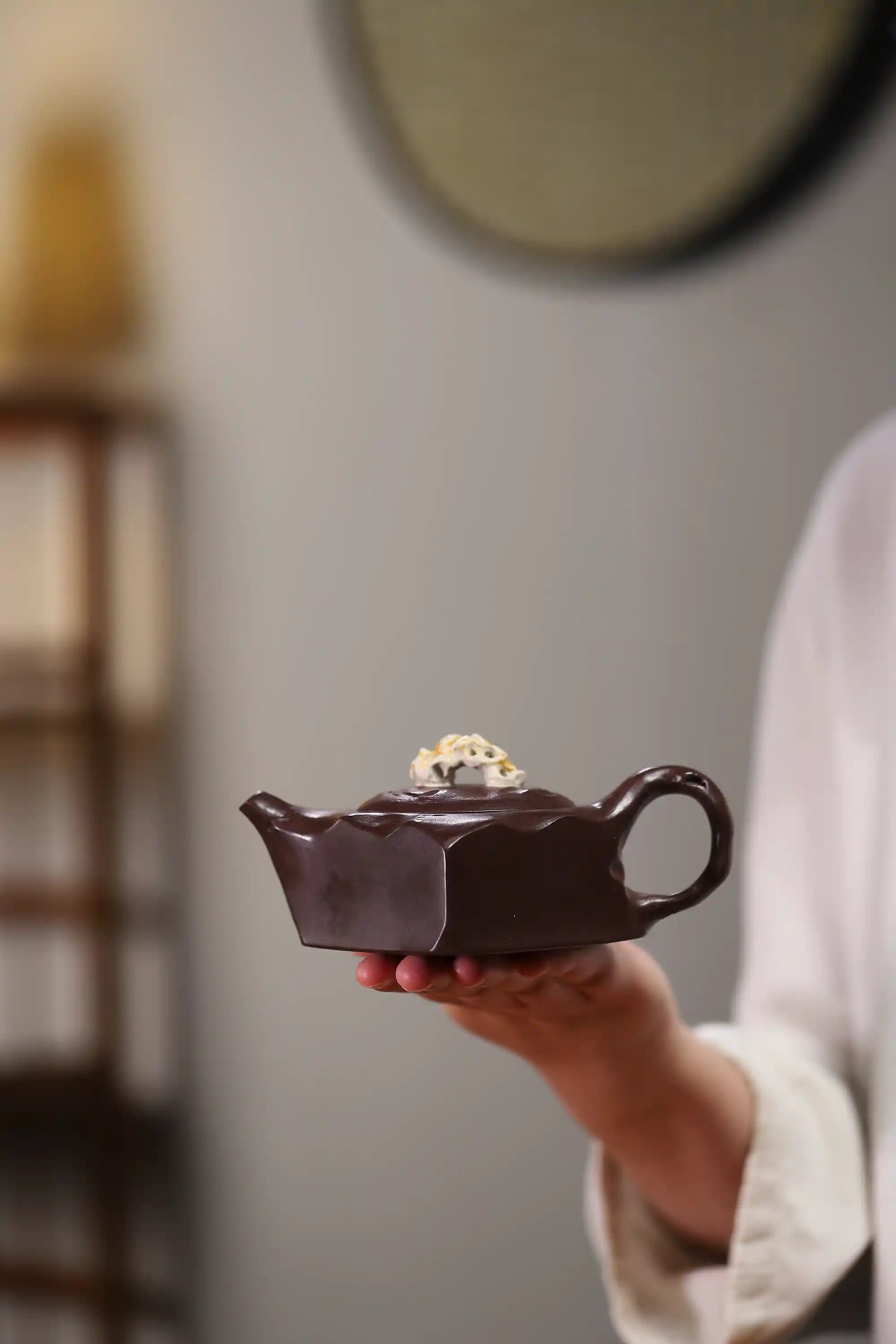 Yixing Zisha Handmade Rockery Square Teapot