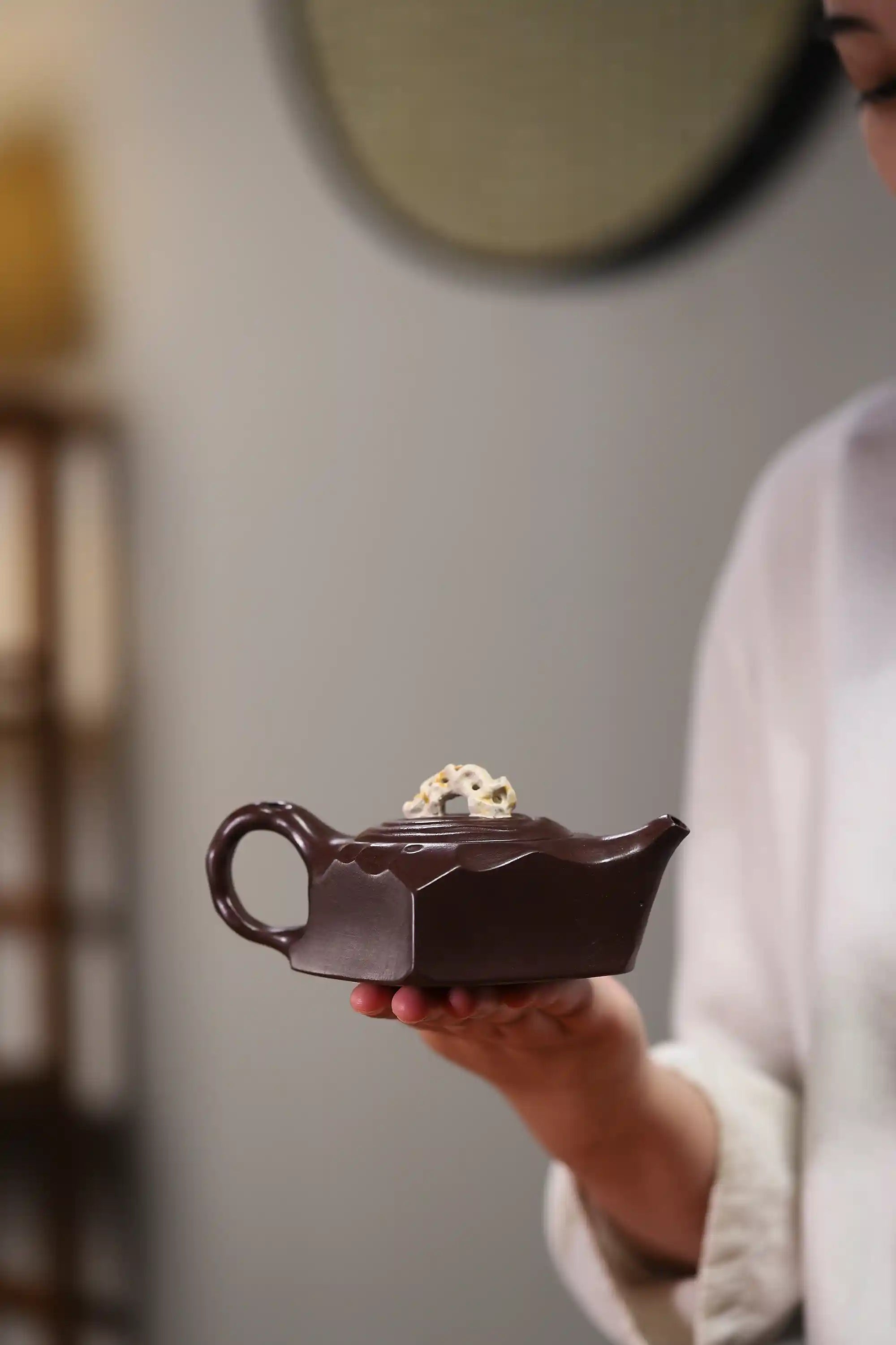 Yixing Zisha Handmade Rockery Square Teapot