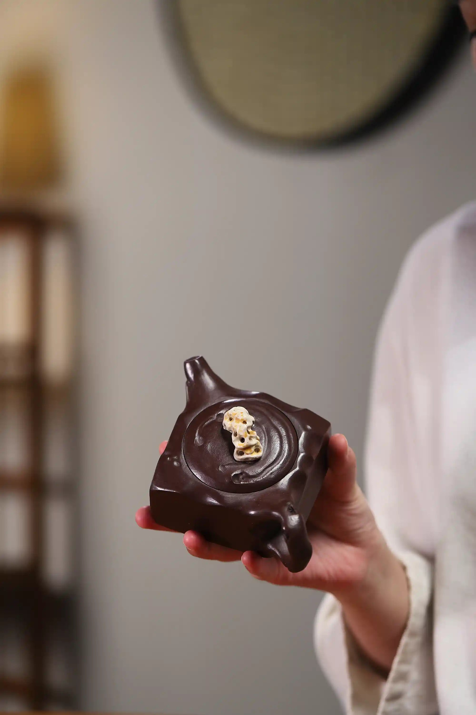 Yixing Zisha Handmade Rockery Square Teapot