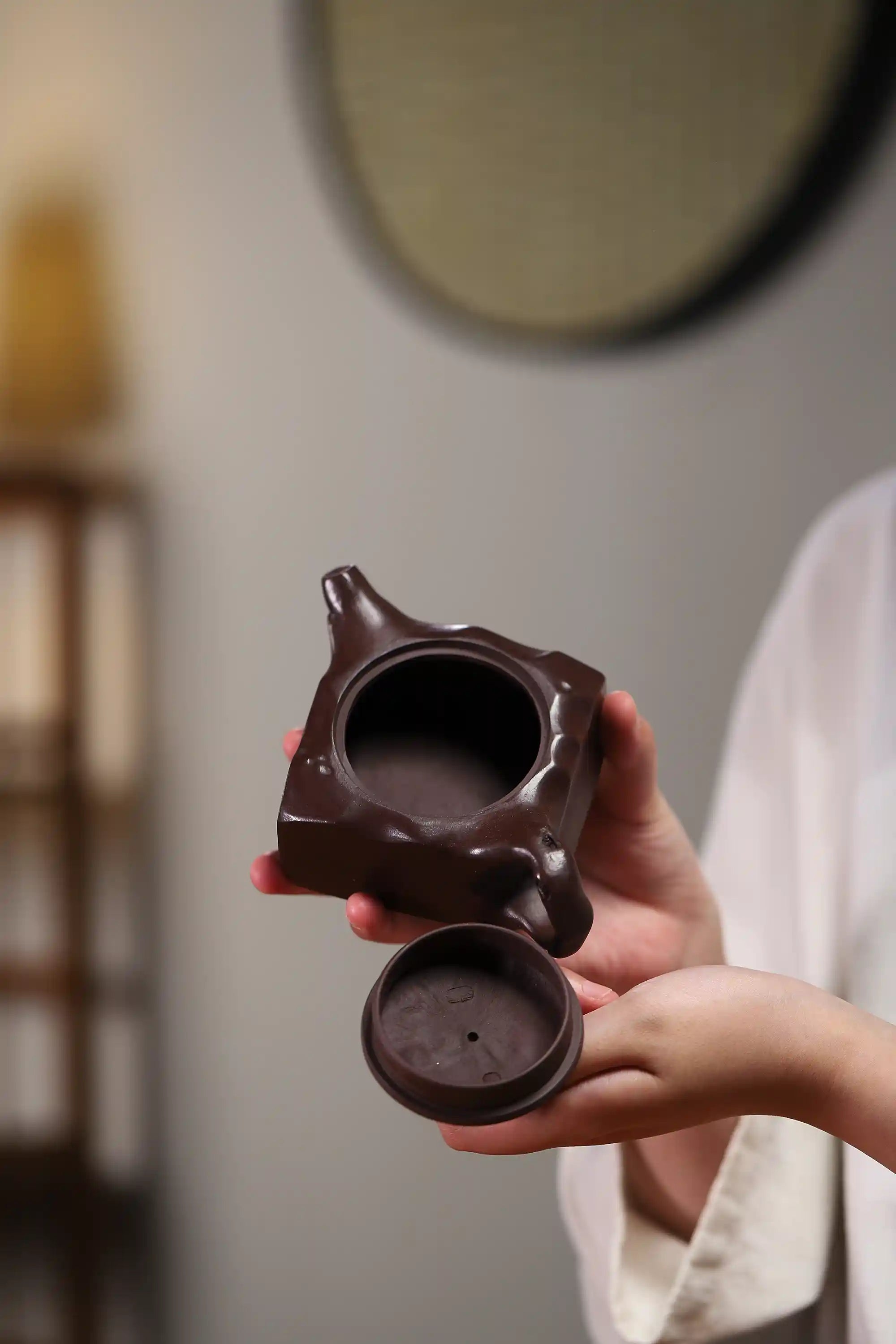Yixing Zisha Handmade Rockery Square Teapot