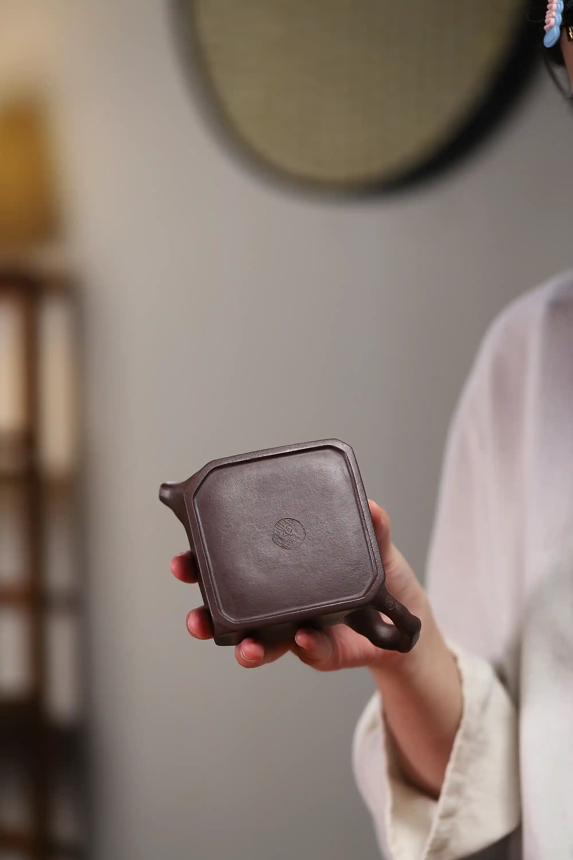 Yixing Zisha Handmade Rockery Square Teapot
