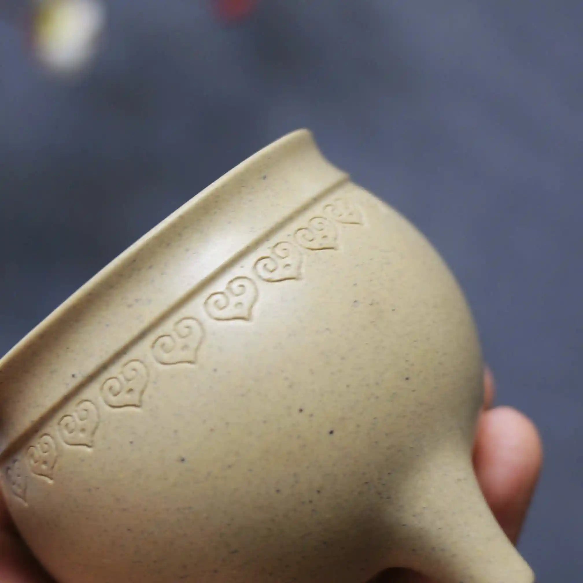 Yixing Zisha Handmade Three-Legged Cloud-Heart Incense Burner Teacup