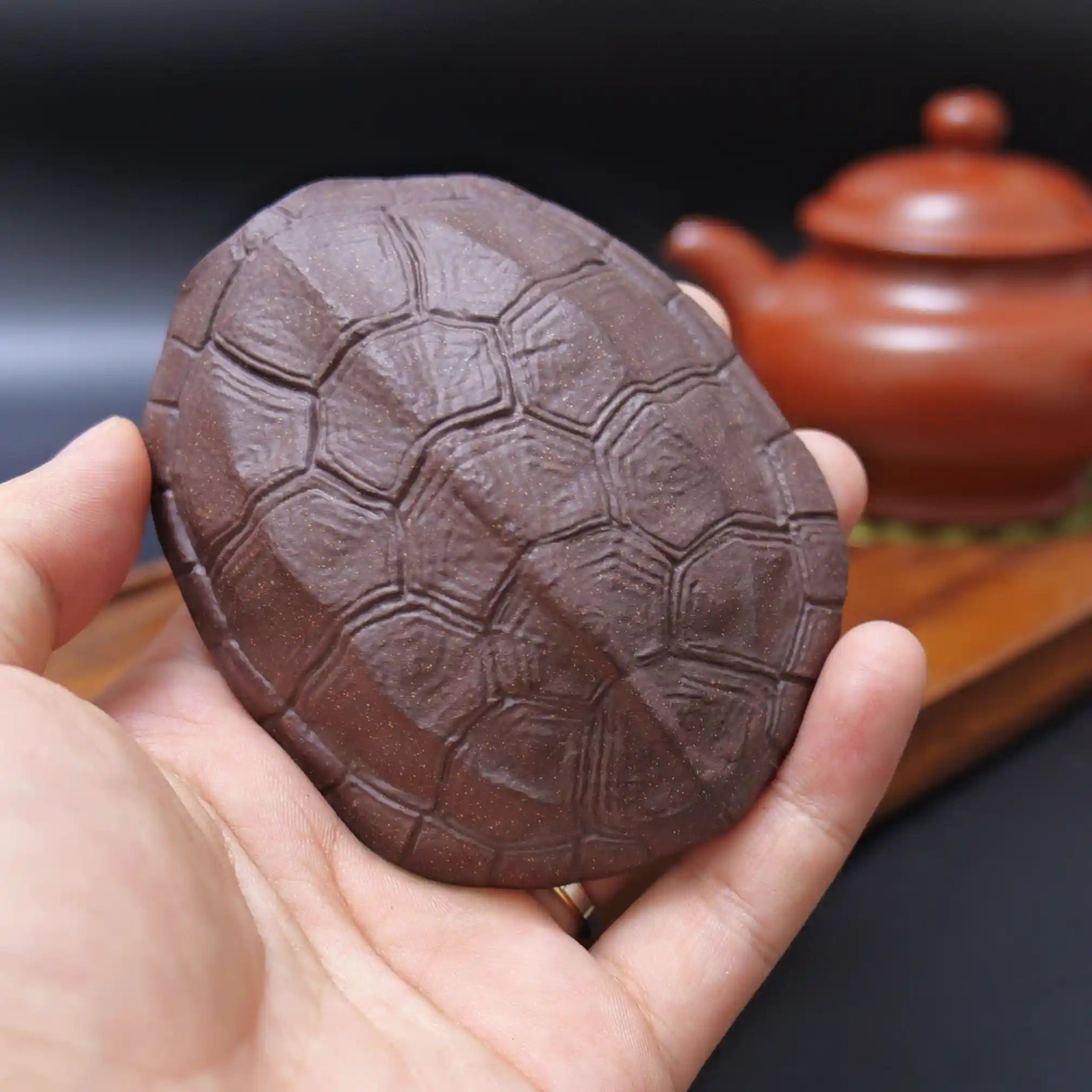 Yixing Zisha Handmade Turtle Shell Pattern Tea Scoop