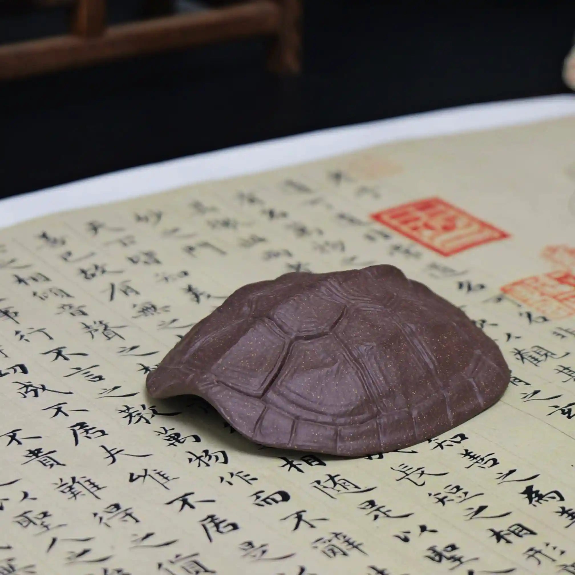 Yixing Zisha Handmade Turtle Shell Pattern Tea Scoop