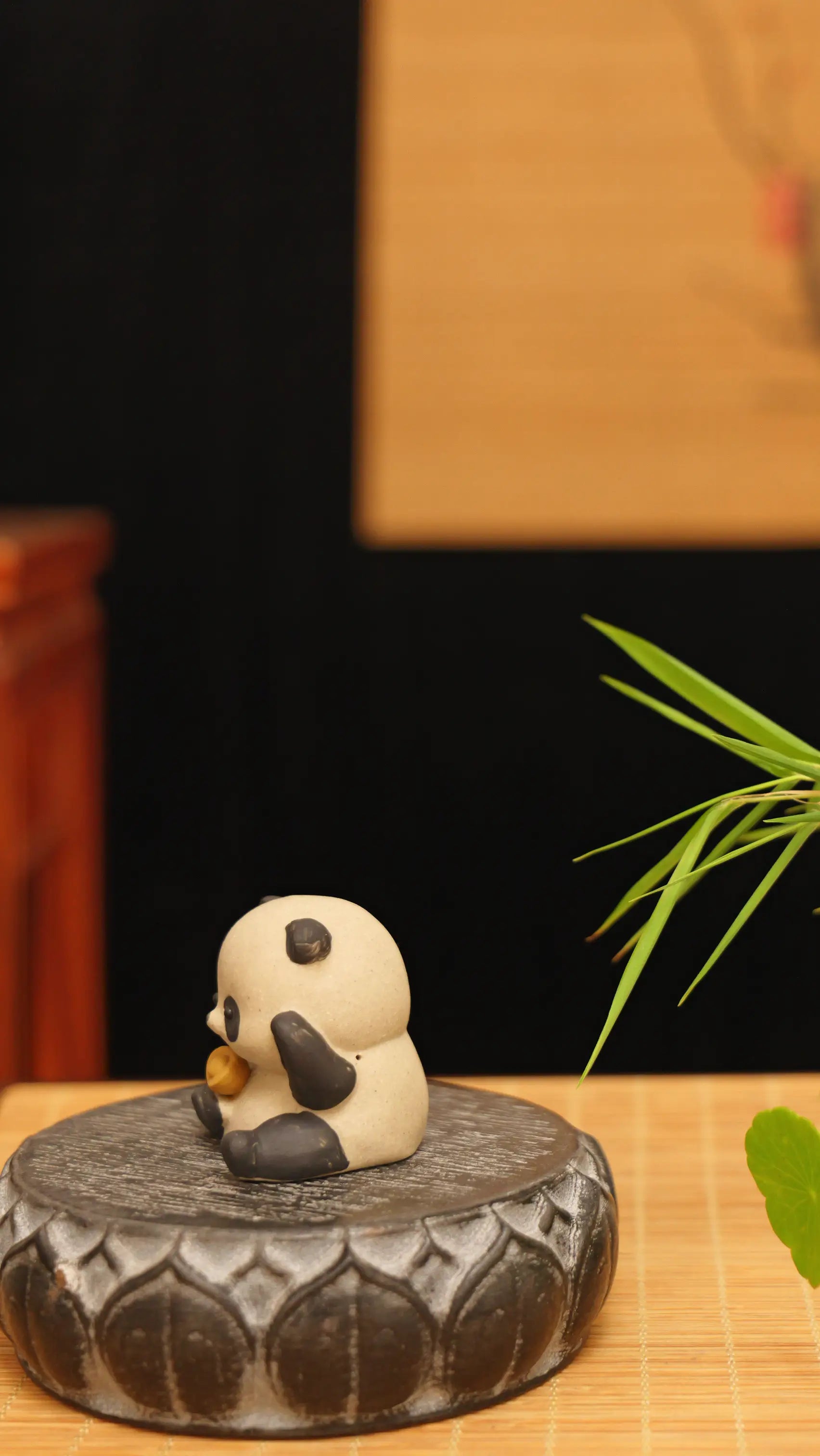 Yixing Zhu Ni Handmade Panda Tea Pet (Holding Ingot Fortune Style)