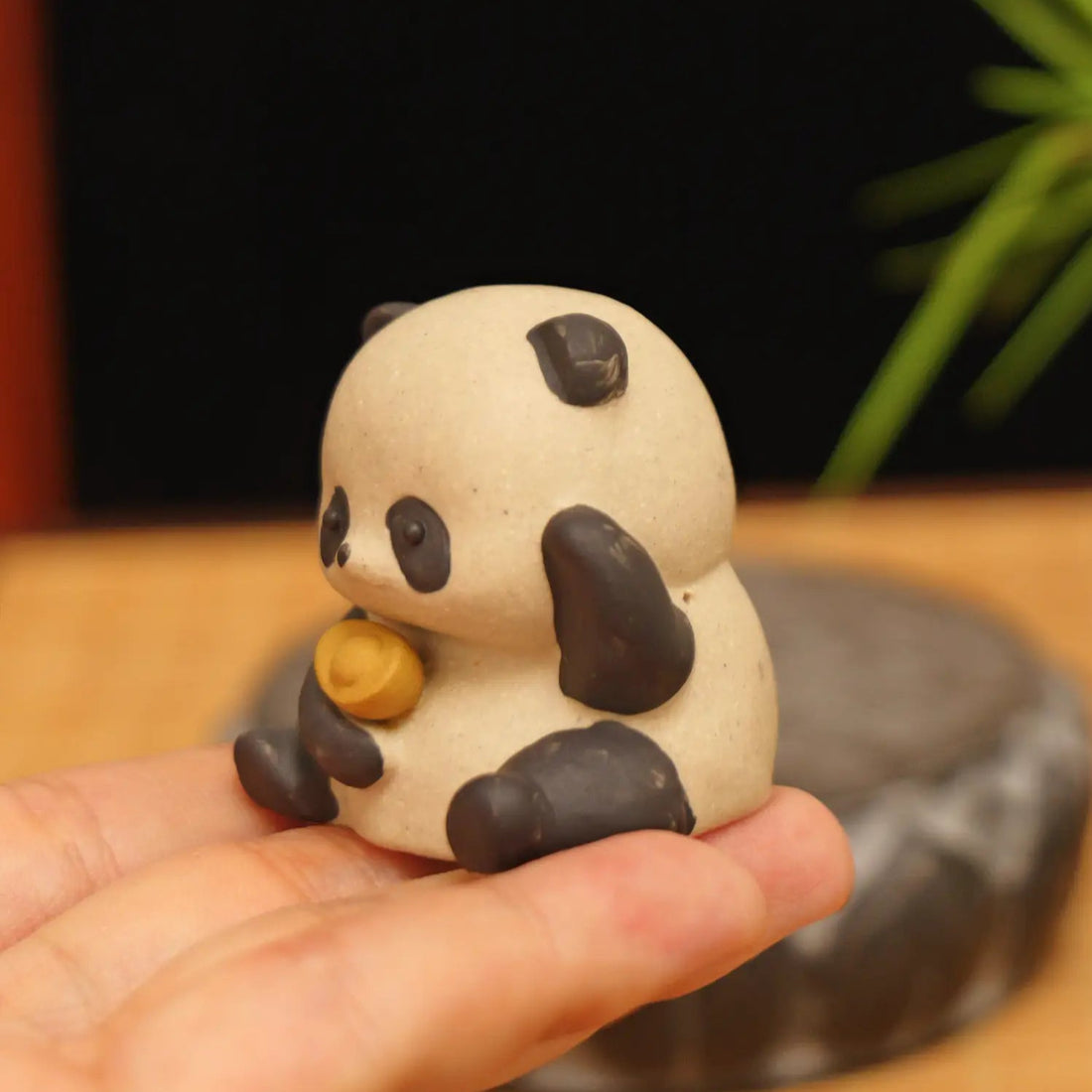 Yixing Zhu Ni Handmade Panda Tea Pet (Holding Ingot Fortune Style)