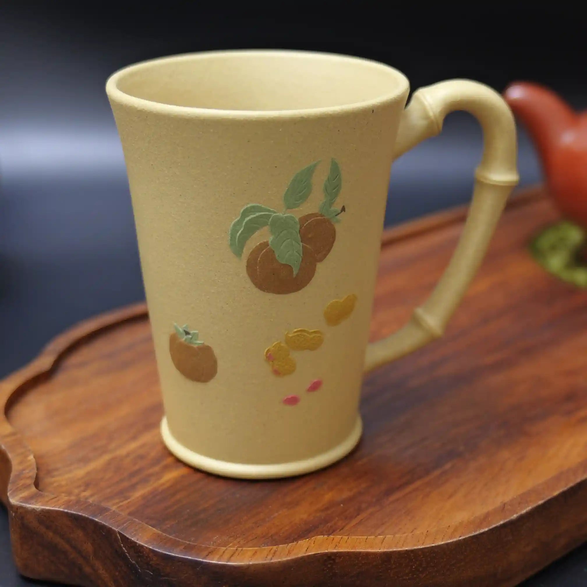 Yixing Zisha Handmade "Good Persimmon & Peanut" Auspicious Teacup