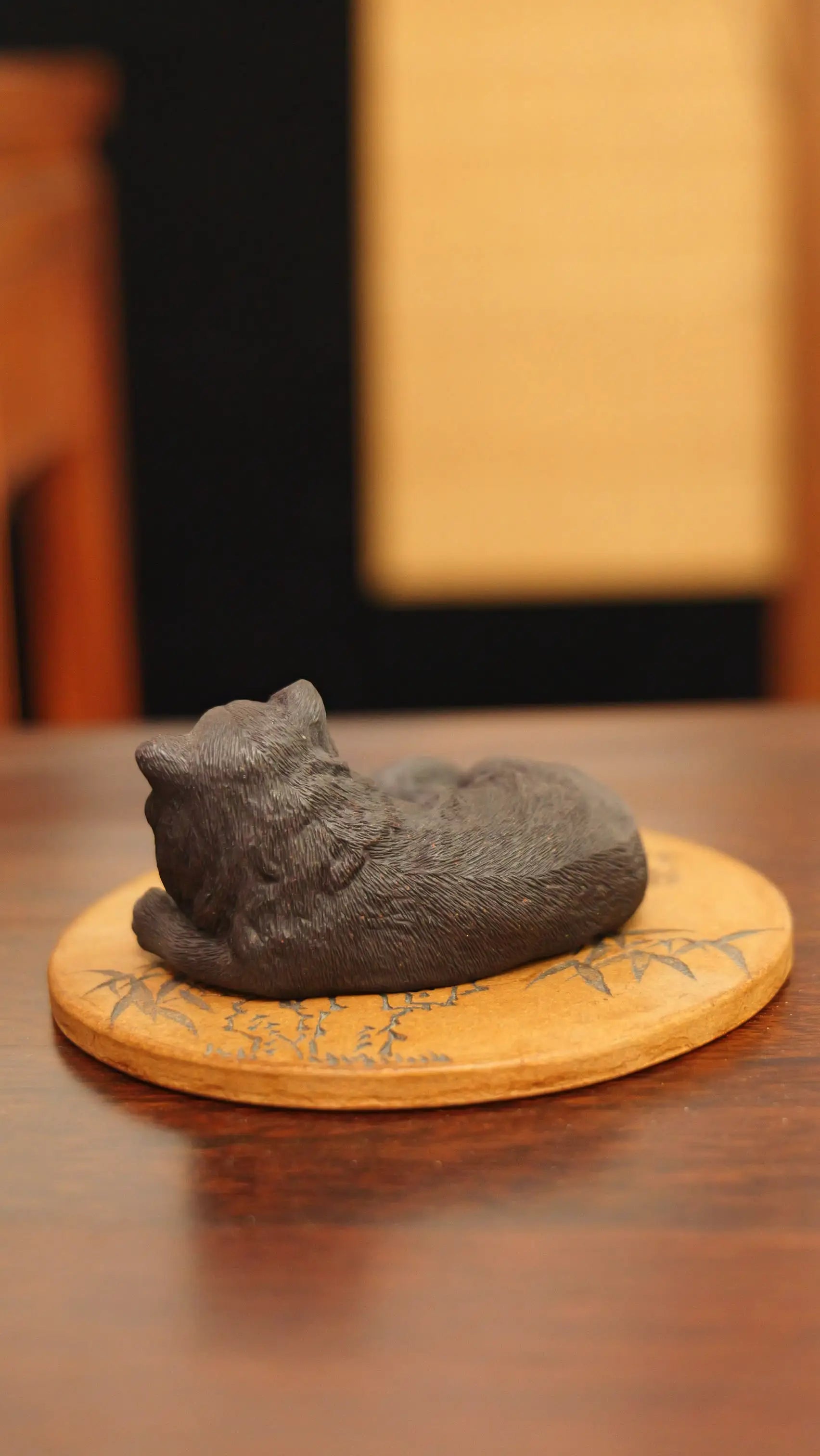 Yixing Zisha Handmade Realistic Black Cat Tea Pet