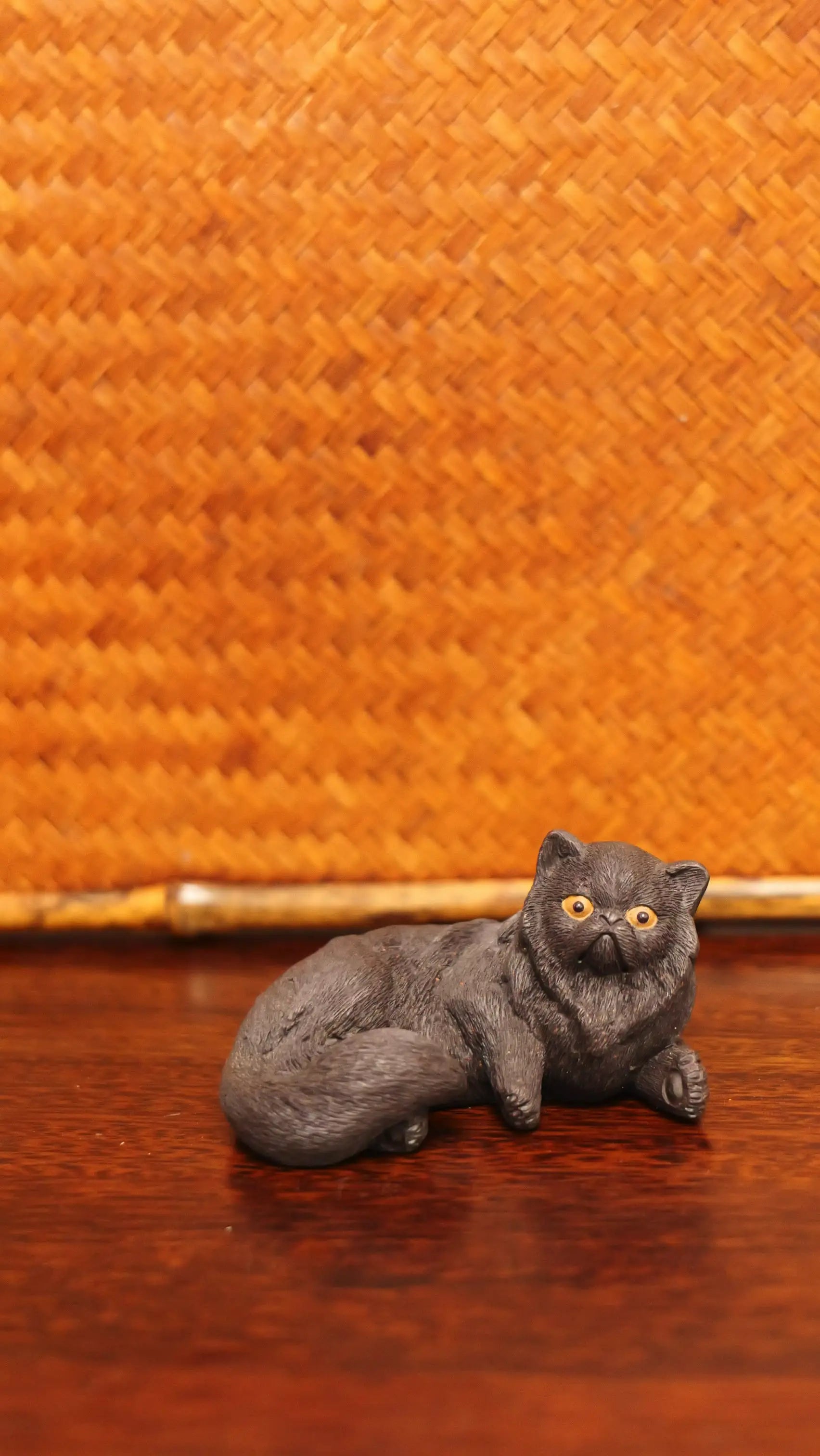 Yixing Zisha Handmade Realistic Black Cat Tea Pet