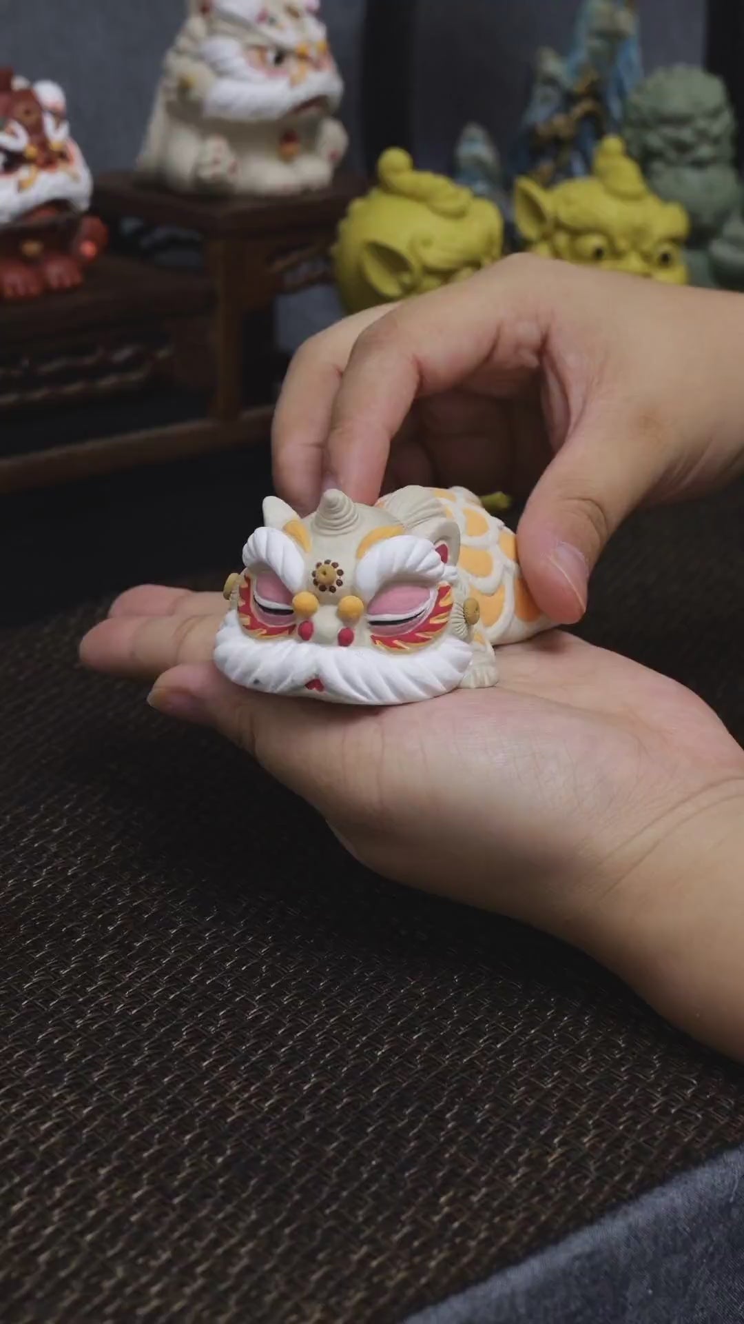 Yixing White Clay Handmade Sleeping Guardian Lion Tea Pet